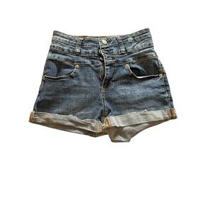 Aeropostale Super High Rise Denim Jean Shorts Midi Fit Size 5